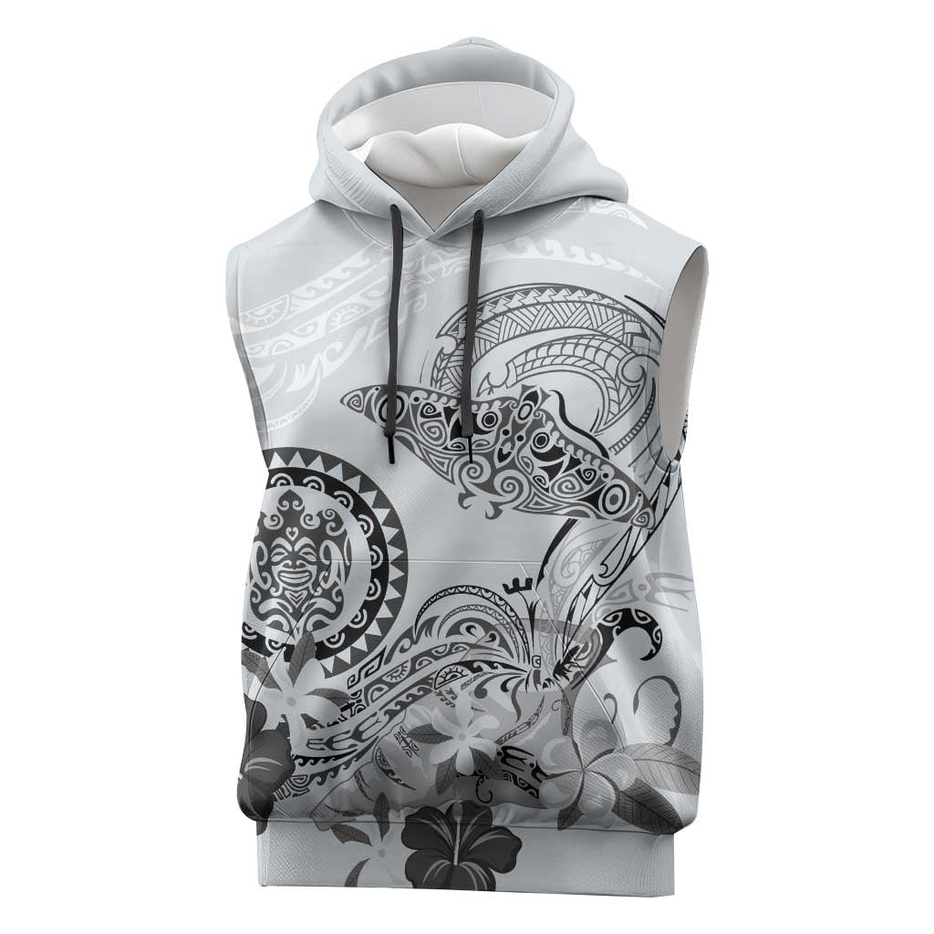 Polynesian Manta Ray Sleeveless Hoodie Gray Floral Turtle Tattoo LT9 Gray - Polynesian Pride