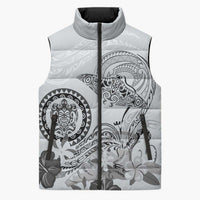 Polynesian Manta Ray Sleeveless Puffer Jacket Gray Floral Turtle Tattoo LT9 Unisex Gray - Polynesian Pride