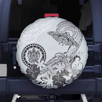 Polynesian Manta Ray Spare Tire Cover Gray Floral Turtle Tattoo - Polynesian Pride