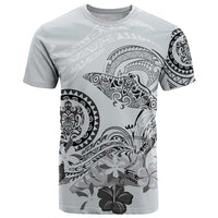 Polynesian Manta Ray T Shirt Gray Floral Turtle Tattoo - Polynesian Pride