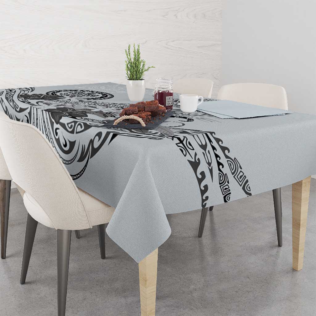 Polynesian Manta Ray Tablecloth Gray Floral Turtle Tattoo - Polynesian Pride
