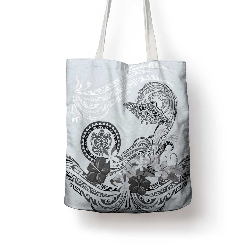 Polynesian Manta Ray Tote Bag Gray Floral Turtle Tattoo - Polynesian Pride