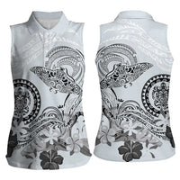 Polynesian Manta Ray Women Sleeveless Polo Shirt Gray Floral Turtle Tattoo LT9 - Polynesian Pride