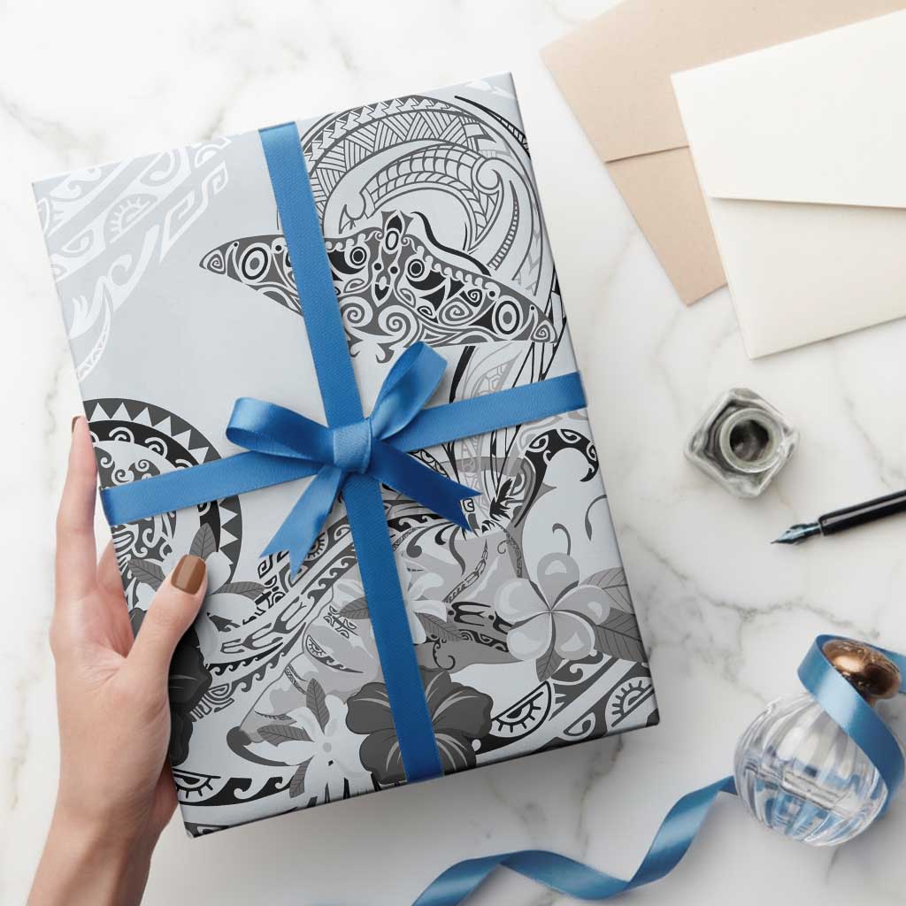 Polynesian Manta Ray Wrapping Paper Gray Floral Turtle Tattoo LT9 - Polynesian Pride