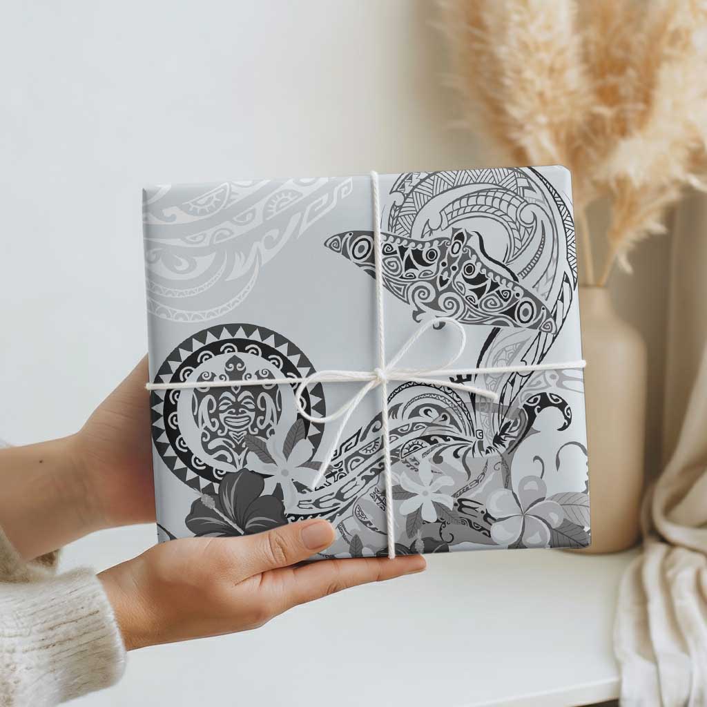 Polynesian Manta Ray Wrapping Paper Gray Floral Turtle Tattoo LT9 - Polynesian Pride