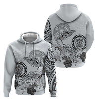 Polynesian Manta Ray Zip Hoodie Gray Floral Turtle Tattoo - Polynesian Pride