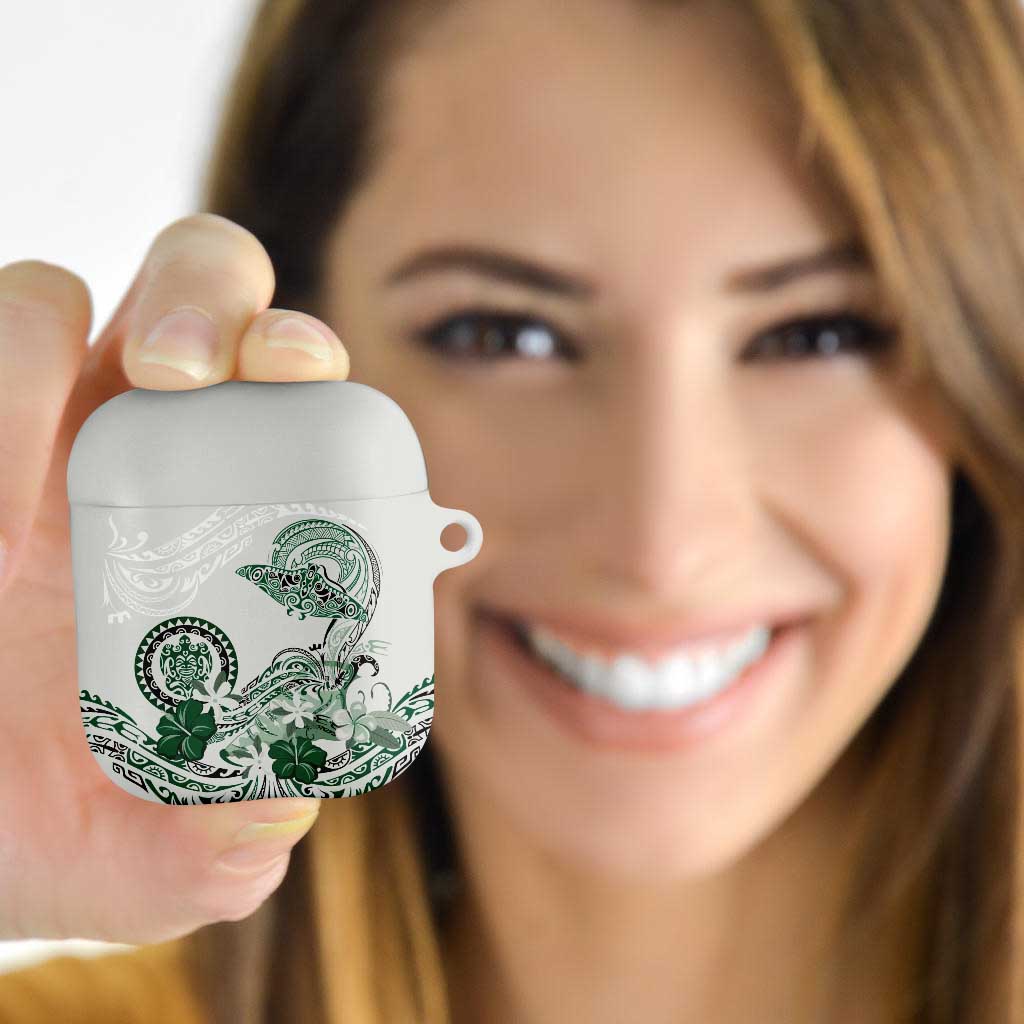 Polynesian Manta Ray AirPods Case Green Floral Turtle Tattoo LT9 - Polynesian Pride
