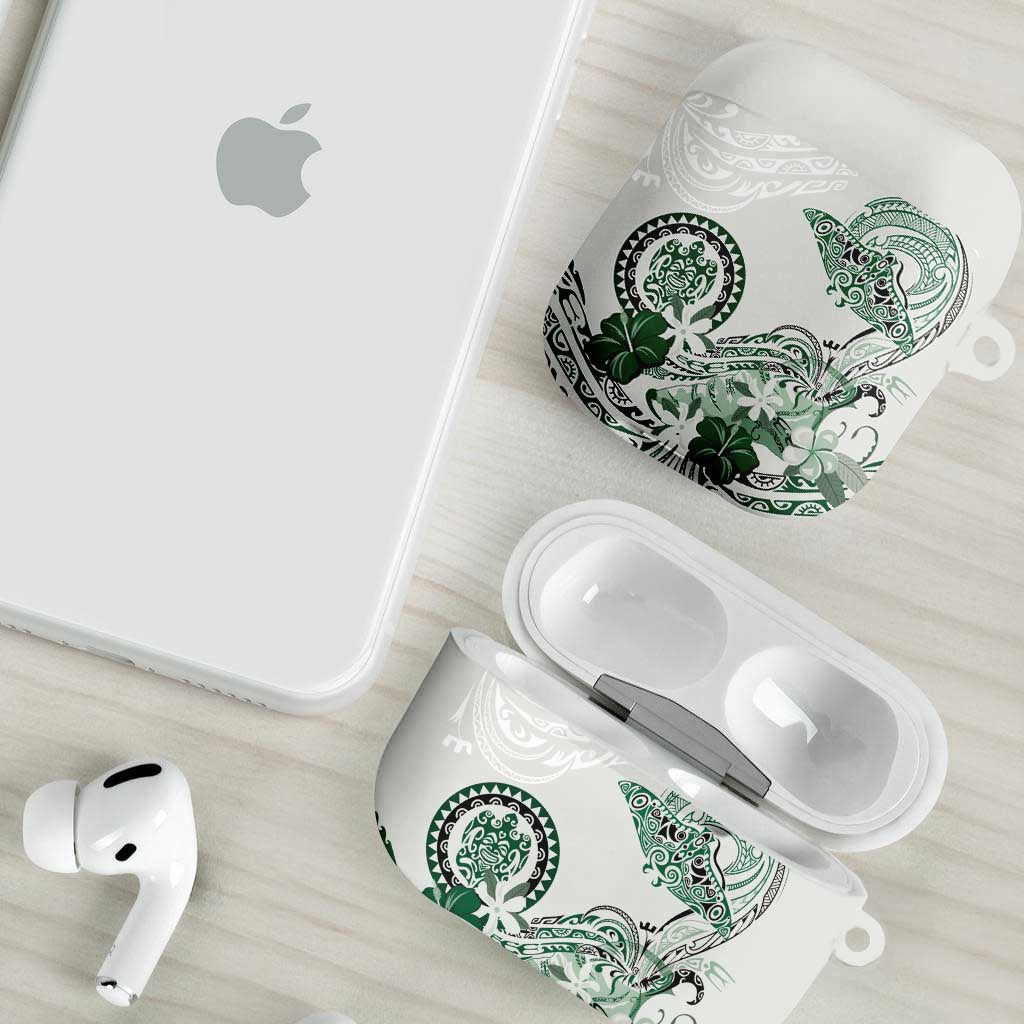 Polynesian Manta Ray AirPods Case Green Floral Turtle Tattoo LT9 - Polynesian Pride