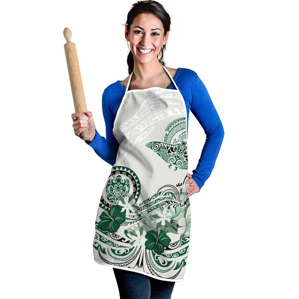 Polynesian Manta Ray Apron Green Floral Turtle Tattoo LT9 - Polynesian Pride