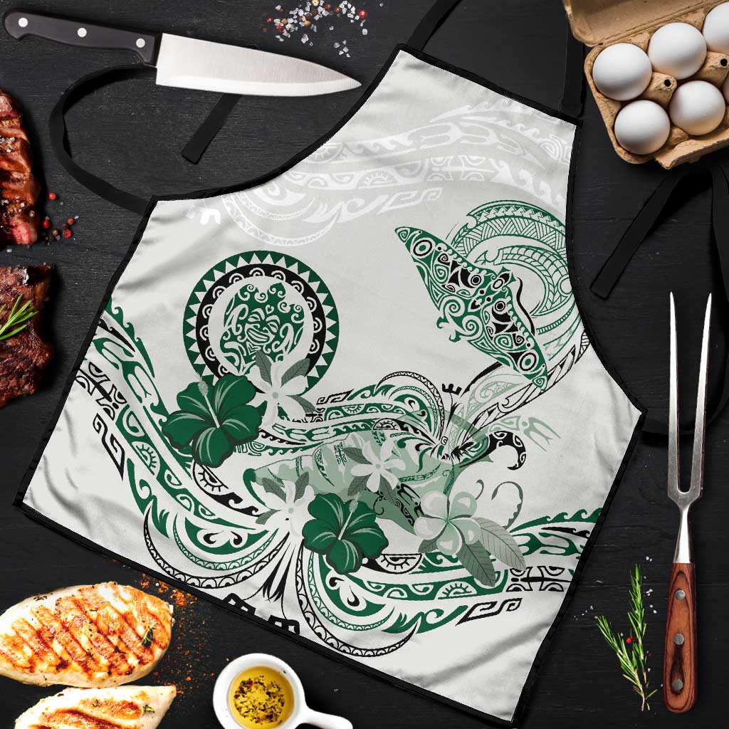 Polynesian Manta Ray Apron Green Floral Turtle Tattoo LT9 Green - Polynesian Pride