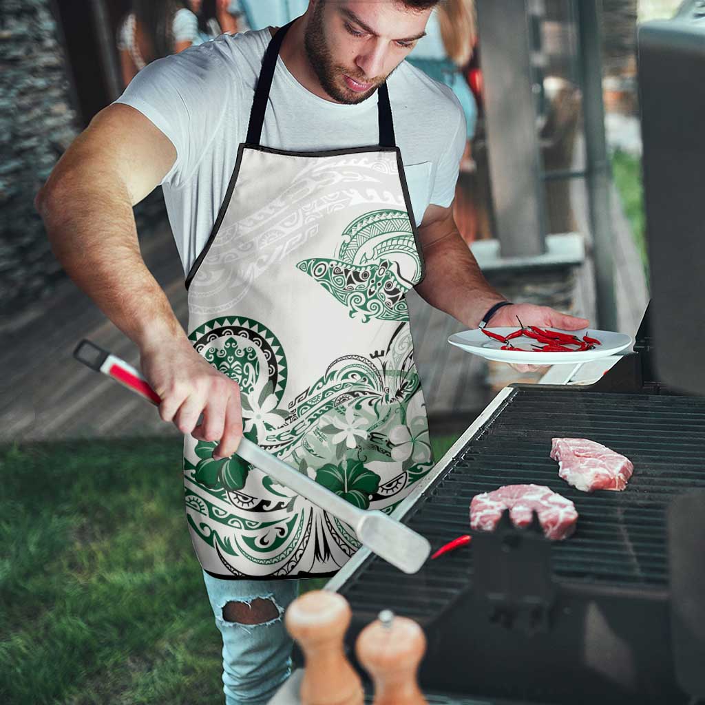 Polynesian Manta Ray Apron Green Floral Turtle Tattoo LT9 - Polynesian Pride