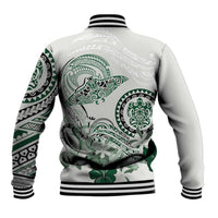 Polynesian Manta Ray Baseball Jacket Green Floral Turtle Tattoo LT9 - Polynesian Pride