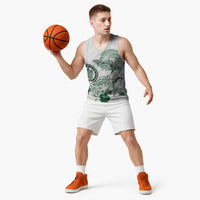 Polynesian Manta Ray Basketball Jersey Green Floral Turtle Tattoo LT9 - Polynesian Pride