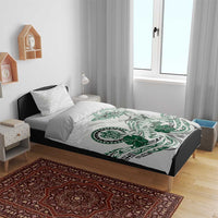 Polynesian Manta Ray Bedding Set Green Floral Turtle Tattoo - Polynesian Pride