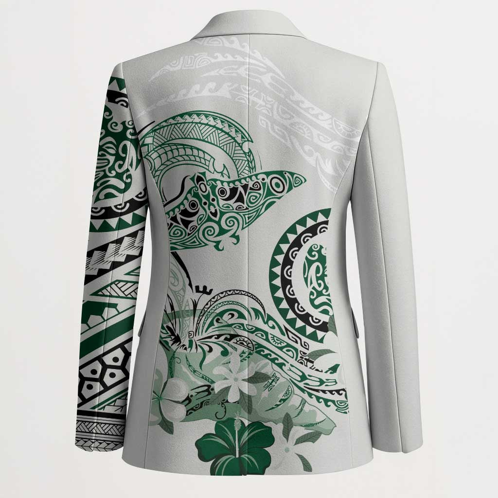 Polynesian Manta Ray Blazer Green Floral Turtle Tattoo LT9 - Polynesian Pride