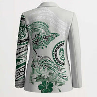 Polynesian Manta Ray Blazer Green Floral Turtle Tattoo LT9 - Polynesian Pride