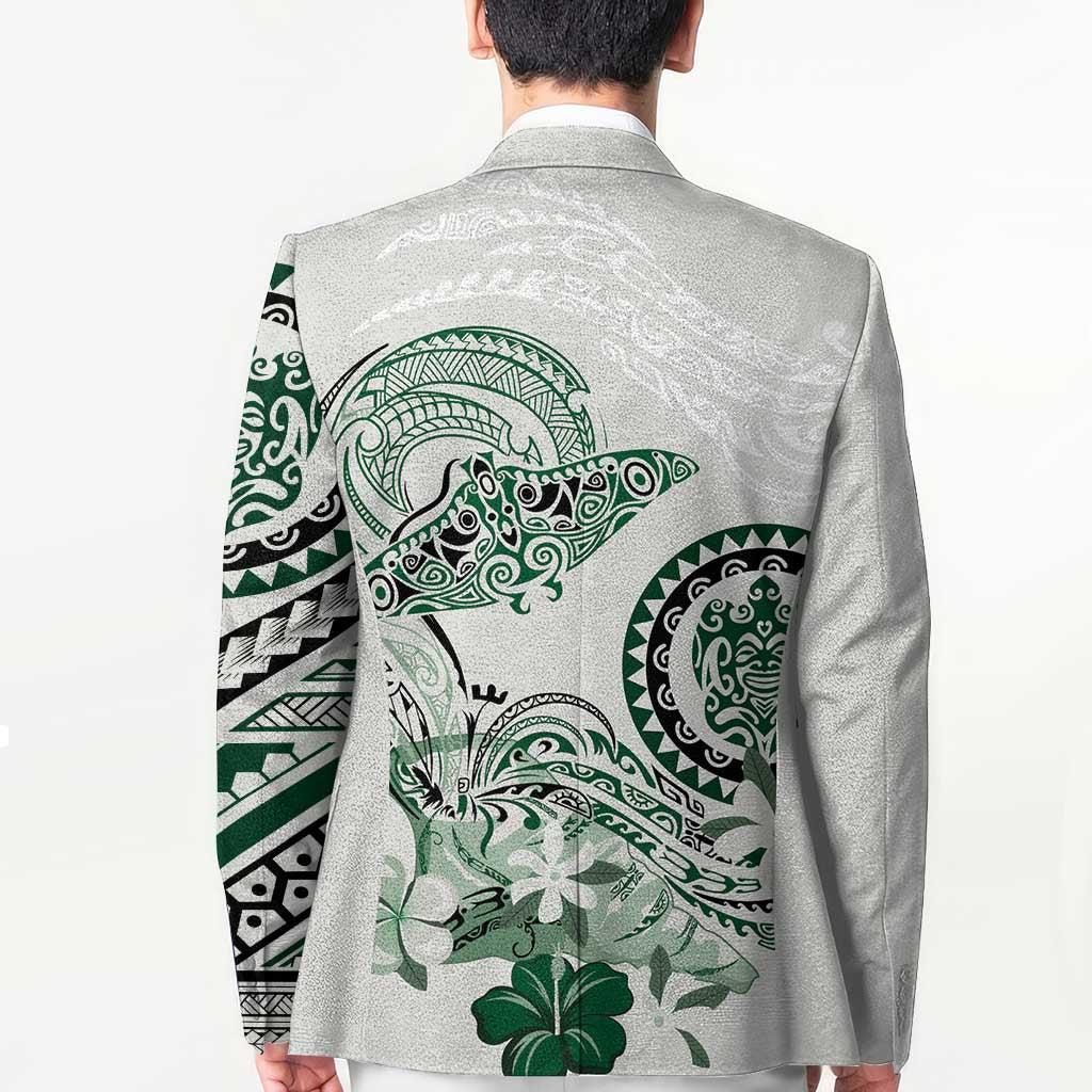 Polynesian Manta Ray Blazer Green Floral Turtle Tattoo LT9 - Polynesian Pride