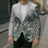 Polynesian Manta Ray Blazer Green Floral Turtle Tattoo LT9 - Polynesian Pride
