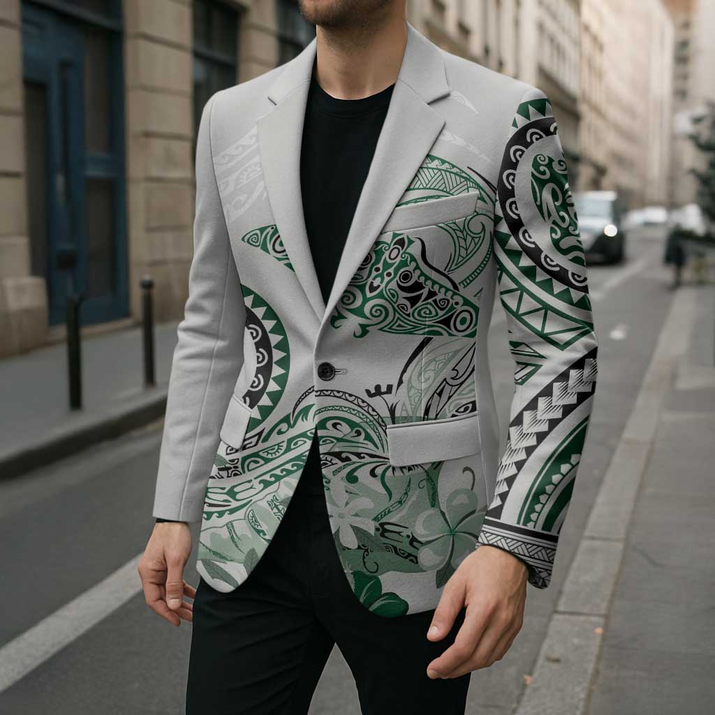 Polynesian Manta Ray Blazer Green Floral Turtle Tattoo LT9 - Polynesian Pride