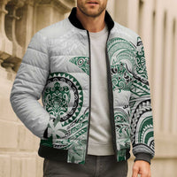 Polynesian Manta Ray Bomber Puffer Jacket Green Floral Turtle Tattoo LT9 - Polynesian Pride