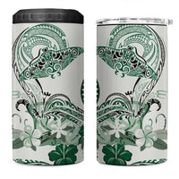 Polynesian Manta Ray 4 in 1 Can Cooler Tumbler Green Floral Turtle Tattoo LT9 One Size: 16 oz Green - Polynesian Pride