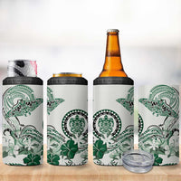 Polynesian Manta Ray 4 in 1 Can Cooler Tumbler Green Floral Turtle Tattoo LT9 - Polynesian Pride