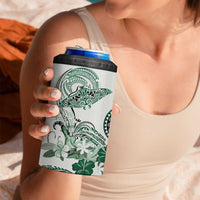 Polynesian Manta Ray 4 in 1 Can Cooler Tumbler Green Floral Turtle Tattoo LT9 - Polynesian Pride