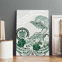Polynesian Manta Ray Canvas Wall Art Green Floral Turtle Tattoo LT9 - Polynesian Pride