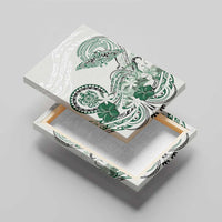 Polynesian Manta Ray Canvas Wall Art Green Floral Turtle Tattoo LT9 - Polynesian Pride