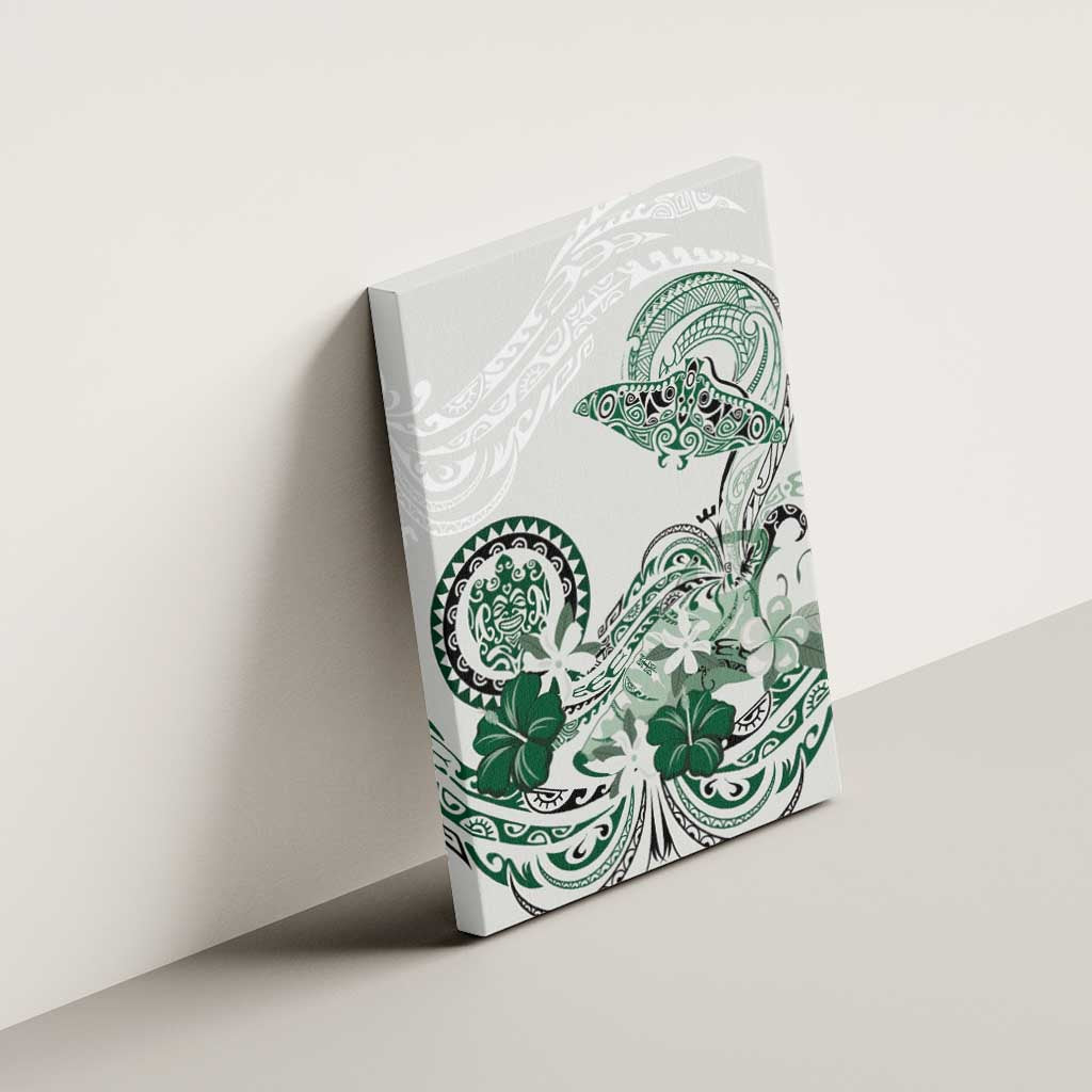 Polynesian Manta Ray Canvas Wall Art Green Floral Turtle Tattoo LT9 - Polynesian Pride