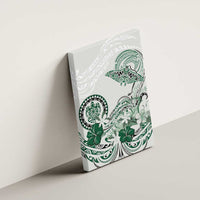 Polynesian Manta Ray Canvas Wall Art Green Floral Turtle Tattoo LT9 - Polynesian Pride