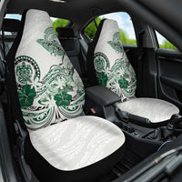 Polynesian Manta Ray Car Seat Cover Green Floral Turtle Tattoo - Polynesian Pride