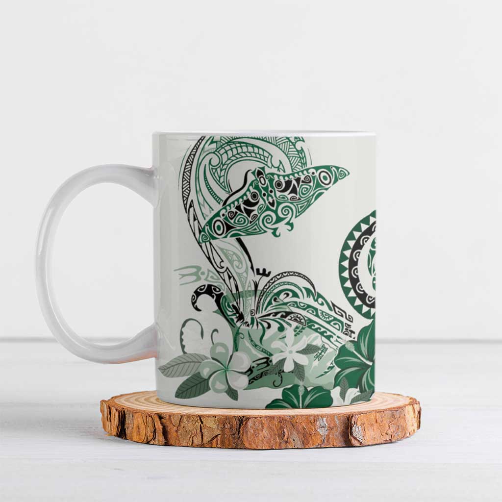 Polynesian Manta Ray Ceramic Mug Green Floral Turtle Tattoo LT9 Green - Polynesian Pride