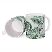 Polynesian Manta Ray Ceramic Mug Green Floral Turtle Tattoo LT9 - Polynesian Pride