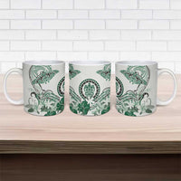 Polynesian Manta Ray Ceramic Mug Green Floral Turtle Tattoo LT9 - Polynesian Pride
