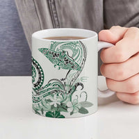 Polynesian Manta Ray Ceramic Mug Green Floral Turtle Tattoo LT9 - Polynesian Pride