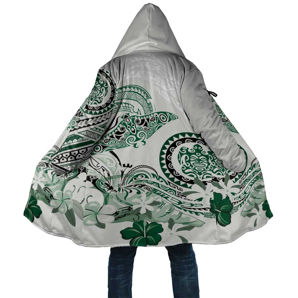 Polynesian Manta Ray Cloak Green Floral Turtle Tattoo - Polynesian Pride
