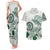 Polynesian Manta Ray Couples Matching Tank Maxi Dress and Hawaiian Shirt Green Floral Turtle Tattoo - Polynesian Pride