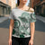 Polynesian Manta Ray Cross Shoulder Shirt Green Floral Turtle Tattoo - Polynesian Pride