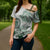 Polynesian Manta Ray Cross Shoulder Shirt Green Floral Turtle Tattoo - Polynesian Pride