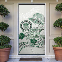 Polynesian Manta Ray Door Cover Green Floral Turtle Tattoo - Polynesian Pride