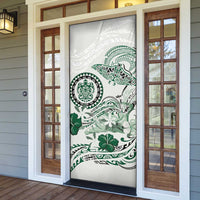 Polynesian Manta Ray Door Cover Green Floral Turtle Tattoo - Polynesian Pride