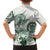 Polynesian Manta Ray Family Matching Off The Shoulder Long Sleeve Dress and Hawaiian Shirt Green Floral Turtle Tattoo - Polynesian Pride