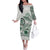 Polynesian Manta Ray Family Matching Off The Shoulder Long Sleeve Dress and Hawaiian Shirt Green Floral Turtle Tattoo - Polynesian Pride
