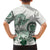 Polynesian Manta Ray Family Matching Short Sleeve Bodycon Dress and Hawaiian Shirt Green Floral Turtle Tattoo - Polynesian Pride
