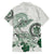 Polynesian Manta Ray Family Matching Short Sleeve Bodycon Dress and Hawaiian Shirt Green Floral Turtle Tattoo - Polynesian Pride