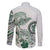 Polynesian Manta Ray Family Matching Short Sleeve Bodycon Dress and Hawaiian Shirt Green Floral Turtle Tattoo - Polynesian Pride