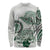Polynesian Manta Ray Long Sleeve Shirt Green Floral Turtle Tattoo - Polynesian Pride