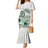 Polynesian Manta Ray Mermaid Dress Green Floral Turtle Tattoo - Polynesian Pride