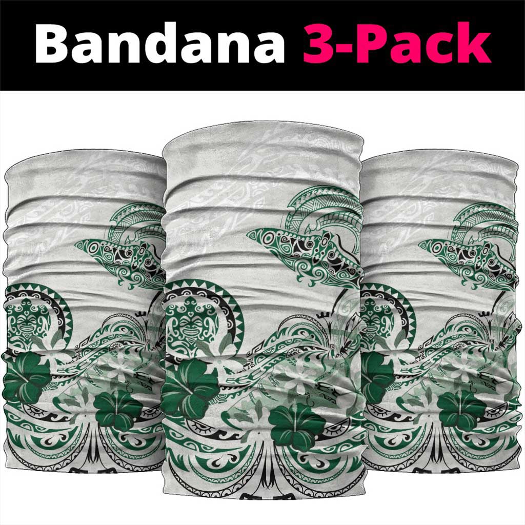 Polynesian Manta Ray Neck Gaiter Green Floral Turtle Tattoo - Polynesian Pride